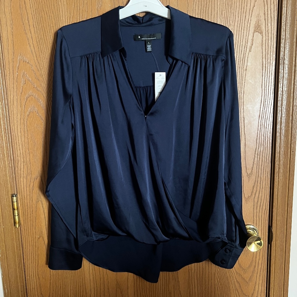 White House Black Market Navy Blouse